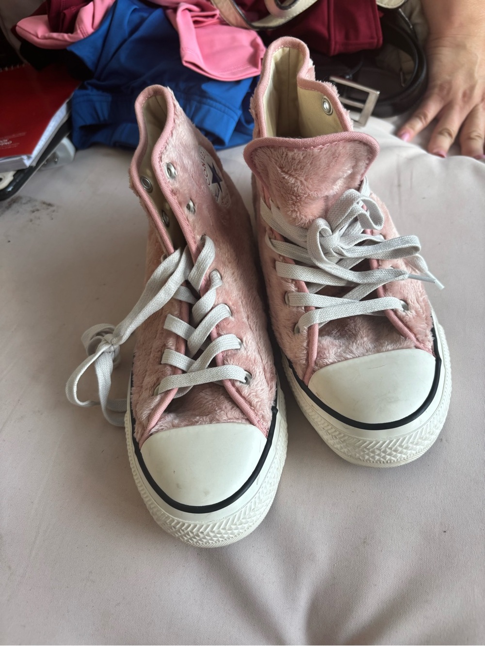 Converse Pink Fuzzy High-Top Sneakers